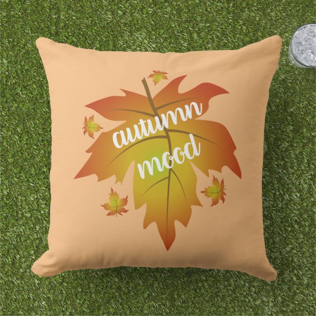 Autumn mood typography maple leaves  buitenkussen (Gras)