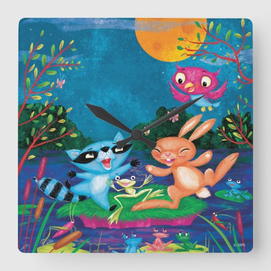 Autumn Moon Vierkante Klok (Voorkant)