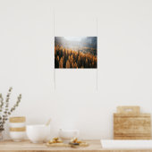 Autumn Mountain Uitzicht met gele larches Poster (Keuken)