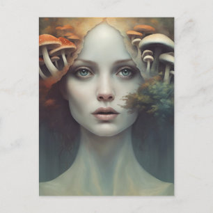 Autumn Mushroom Vrouw Briefkaart