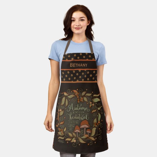 Autumn Mushroom Whimsical Stippen Aangepaste Inspi Schort (Gedragen)