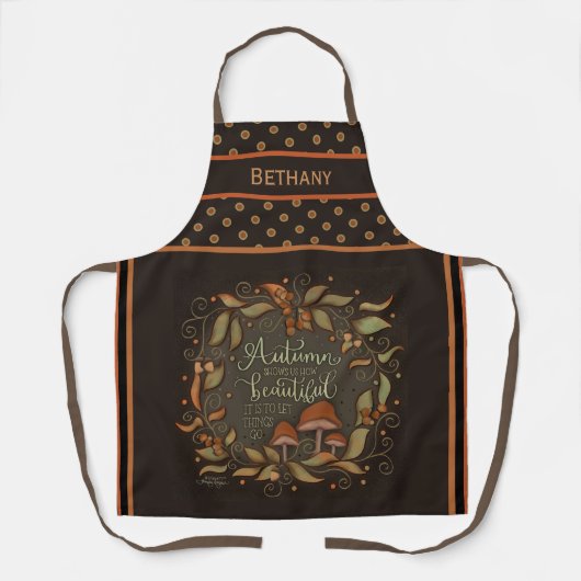 Autumn Mushroom Whimsical Stippen Aangepaste Inspi Schort (Voorkant)