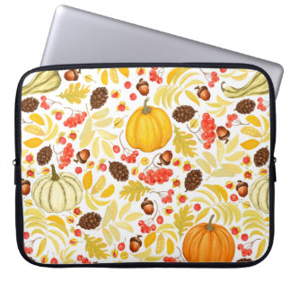 Autumn naadloze achtergrond met pompoenen, zuren, laptop sleeve