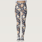 Autumn Navy Cream Floral Leggings (Voorkant)