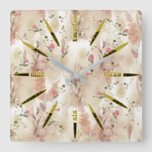Autumn Neutral-toned Elegant Botanisch thema Vierkante Klok