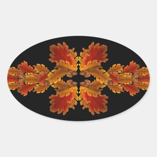 Autumn Oak Garlands Ovale Sticker (Voorkant)