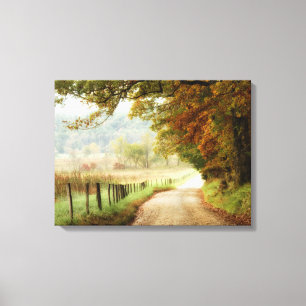 Autumn on a Country Road Canvas Afdruk