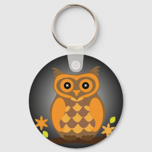 Autumn Oranje Owl Button Sleutelhanger
