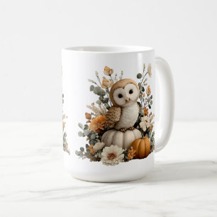 Autumn Owl met pompoenen Halloween kunst Koffiemok
