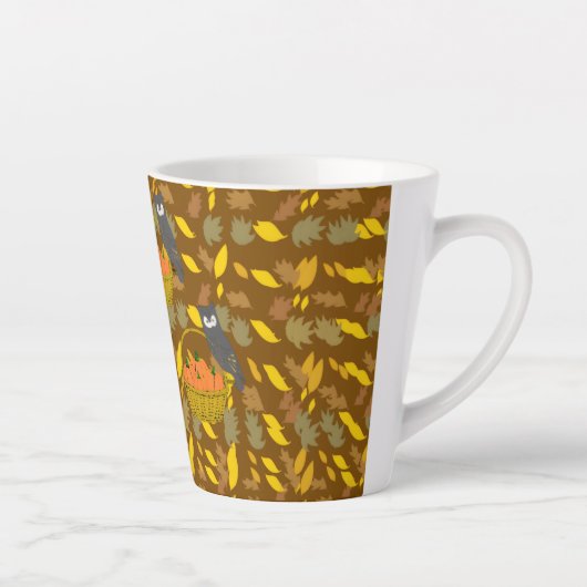 Autumn Owl Pumpkin Pattern Latte Mug Latte Mok (Rechts)