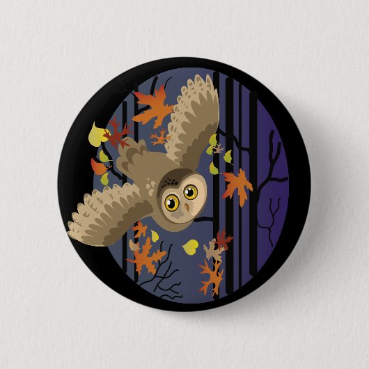Autumn Owl Ronde Button 5,7 Cm (Voorkant)