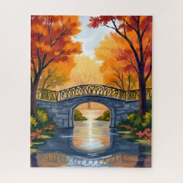 Autumn Park Bridge | Fall Foliage Watercolor Legpuzzel
