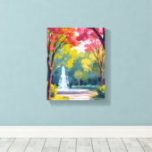 Autumn Park Fall Foliage Watercolor Canvas Afdruk (Insitu (Houten vloer))