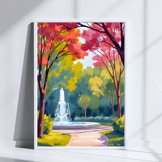 Autumn Park Fall Foliage Watercolor Poster