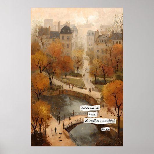 Autumn Park Path Poster  Bridge, Pond, Literary (Devant)