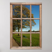 Autumn Park Uitzicht van een Venster Faux Poster (Voorkant)