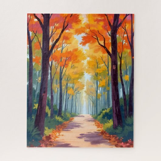 Autumn Path Fall Foliage Painting Legpuzzel (Verticaal)
