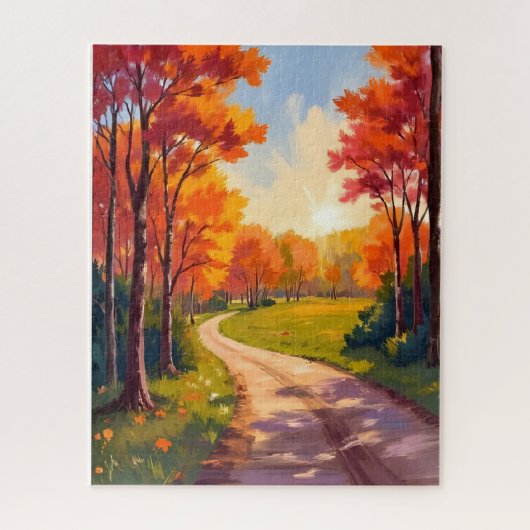 Autumn Path | Red Foliage Nature Landscape Legpuzzel (Verticaal)