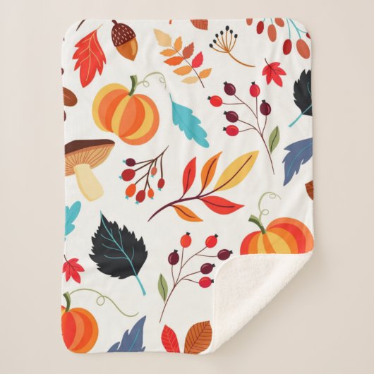 Autumn Pattern Sherpa Blanket Deken (Voorkant)