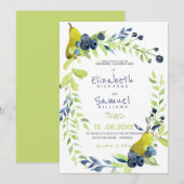 Autumn Pear Berries Floral Rustic Custom Wedding Kaart (Voorkant / Achterkant)