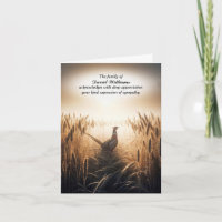 Autumn Pheasant Sympathy Thank You Card