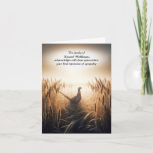 Autumn Pheasant Sympathy Thank You Card Kaart
