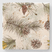 Autumn Pine Cones Stenen Onderzetter (Voorkant)
