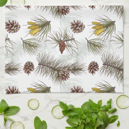 Autumn Pine Cones Theedoek (Gevouwen)