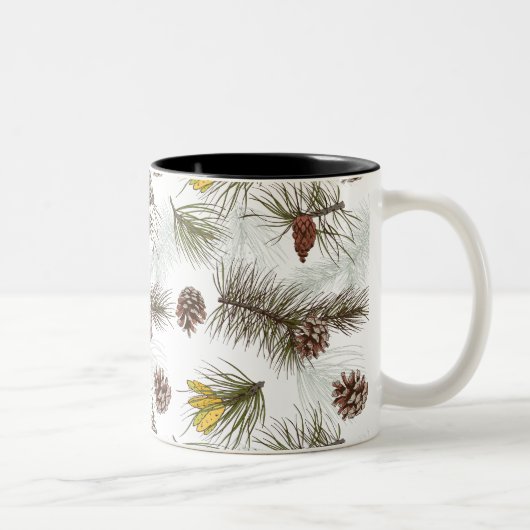 Autumn Pine Cones Tweekleurige Koffiemok (Rechts)