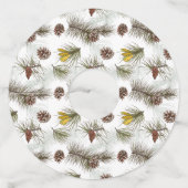 Autumn Pine Cones Wijnglaslabel (Voorkant)