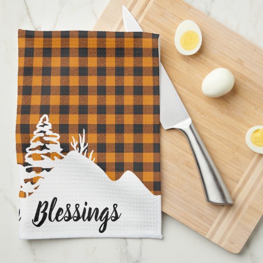 Autumn plaid en bergen theedoek (Quarter Fold)