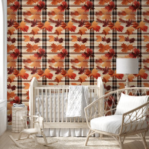 Autumn Plaid Gezellige Herfst Patroon Ontwerp Behang