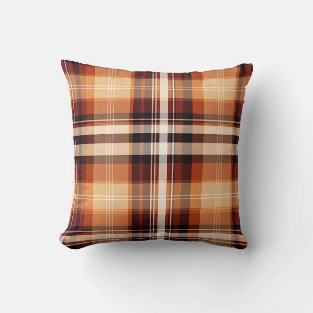 Autumn Plaid Gezellige Herfst Patroon Ontwerp Kussen (Voorkant)
