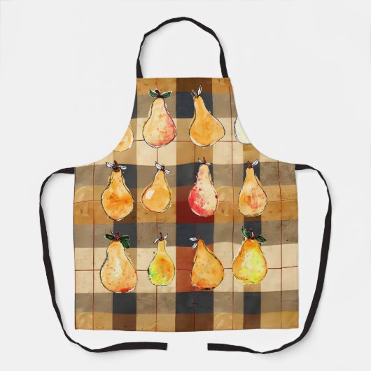 Autumn Plaid Schort met Pears Design (Voorkant)