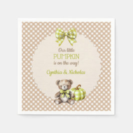 Autumn Plaid Teddy Bear Pumpkin Servet