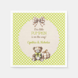 Autumn Plaid Teddy Bear Pumpkin Servet