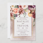 Autumn Plum Floral Bouquet Faire-part de mariage (Devant)