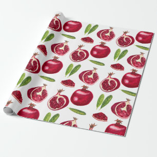 Autumn Pomegranates fruitige waterverf Cadeaupapier