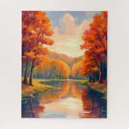 Autumn Pond | Fall Foliage Watercolor Nature Legpuzzel