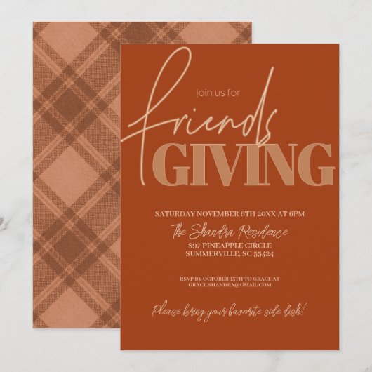 Autumn Pset Friendsgiving Invitation Kaart (Voorkant / Achterkant)