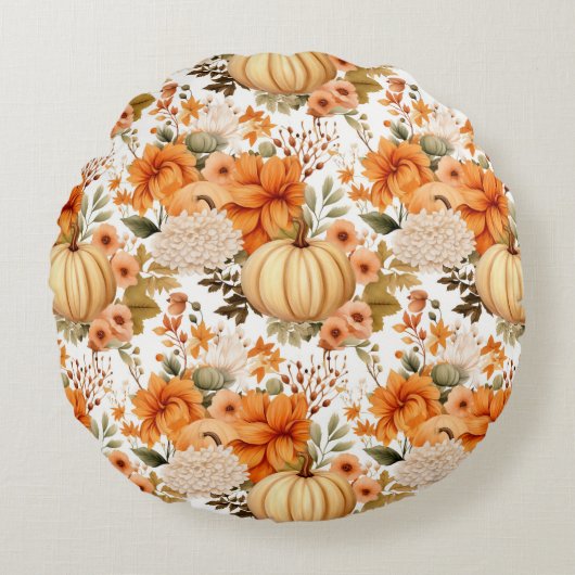 Autumn Pumpkin Bouquet Design Rond Kussen (Voorkant)