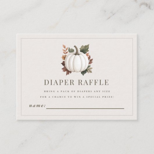 Autumn Pumpkin Diaper Raffle Enclosure Card Informatiekaartje (Voorkant)