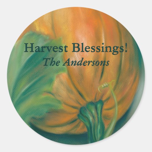 Autumn Pumpkin en Leaf Harvest Personalized Ronde Sticker (Voorkant)