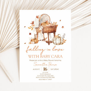 Autumn Pumpkin Falling in Love Baby shower Kaart