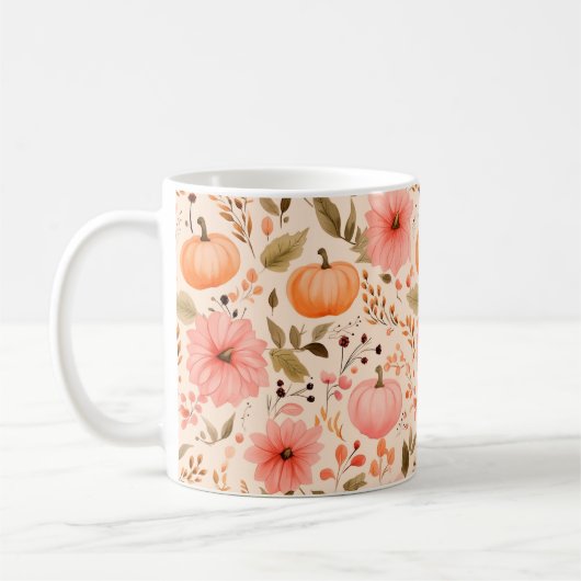 Autumn Pumpkin Floral Mok (Links)