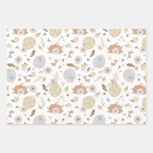 Autumn Pumpkin Herfst Gift Wrap Paper (Voorkant)