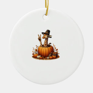 Autumn Pumpkin Herfst Giraffe Thanksgiving Womens Keramisch Ornament