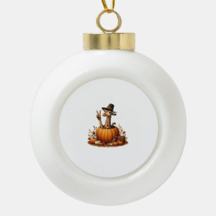 Autumn Pumpkin Herfst Giraffe Thanksgiving Womens Keramische Bal Ornament