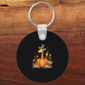 Autumn Pumpkin Herfst Giraffe Thanksgiving Womens Sleutelhanger (Voorkant)