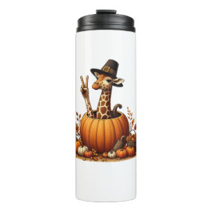 Autumn Pumpkin Herfst Giraffe Thanksgiving Womens Thermosbeker